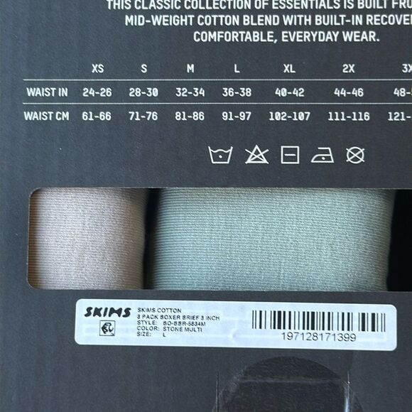 Skims Cotton 3” Inseam Boxer Brief Stone Multi Kyanite/Mineral/Stone NWT in box - Picture 8 of 8